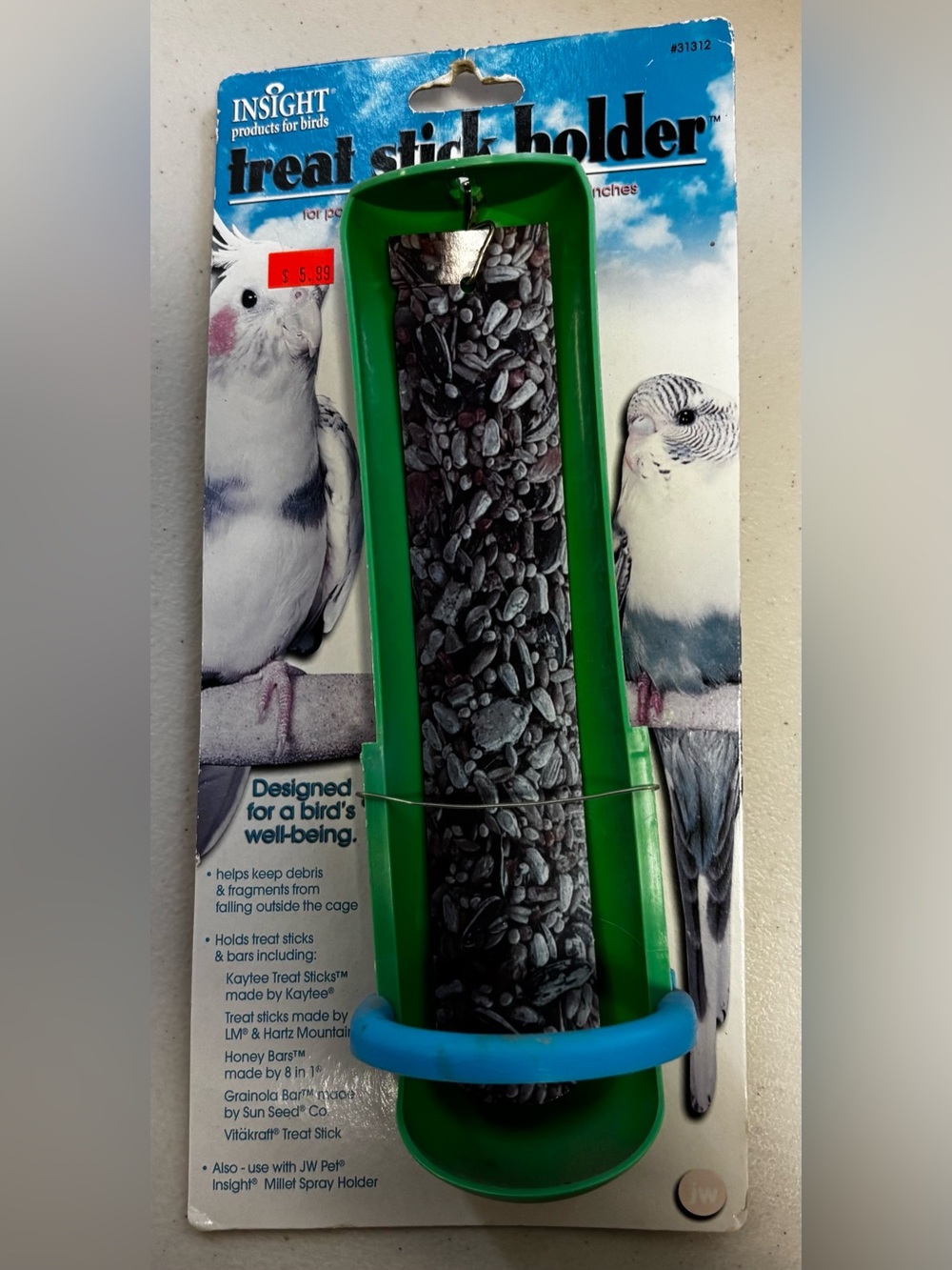 Insight Large Bird Green Treat Stick/Bar Holder